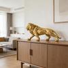 Lion Statue in Gold Resin Detailed Animal Sculpture Luxurious Home Bedroom Ornament