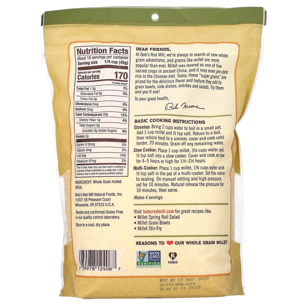 Bobs Red Mill Whole Grain Millet Gluten-Free 794g (28oz)