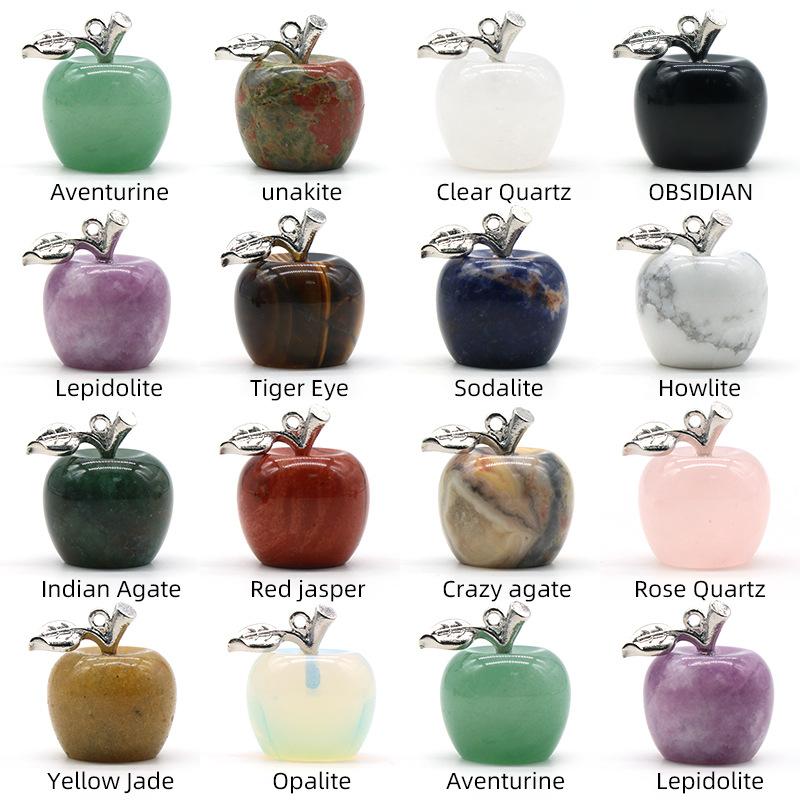 20mm Natural Stone Mini Apple Healing Crystals Reiki Real Amethyst Obsidian Rose Quartz Crafts DIY Jewelry Christmas Decoration