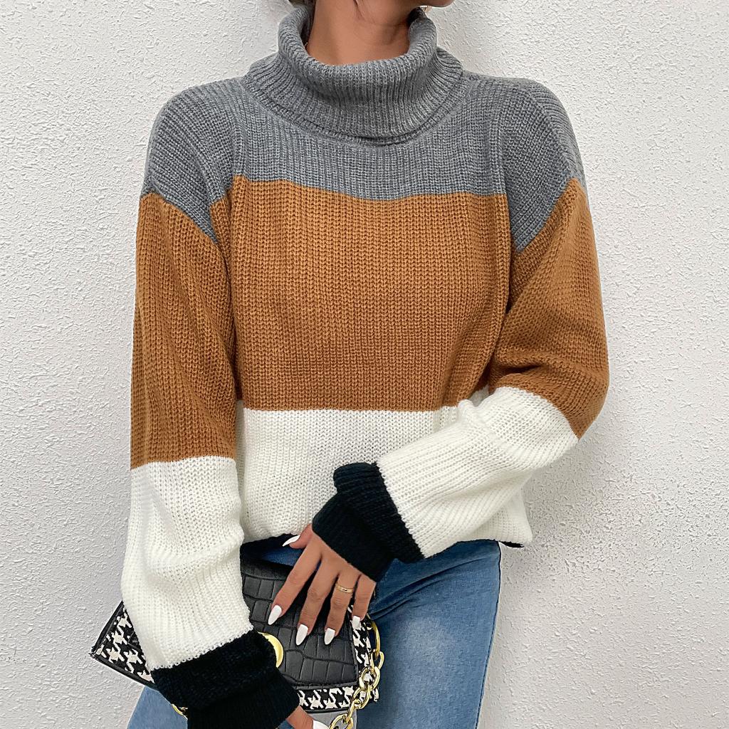 YYFS Женские модные повседневные осенне-зимние свободные свитера с длинным рукавом и высоким воротом