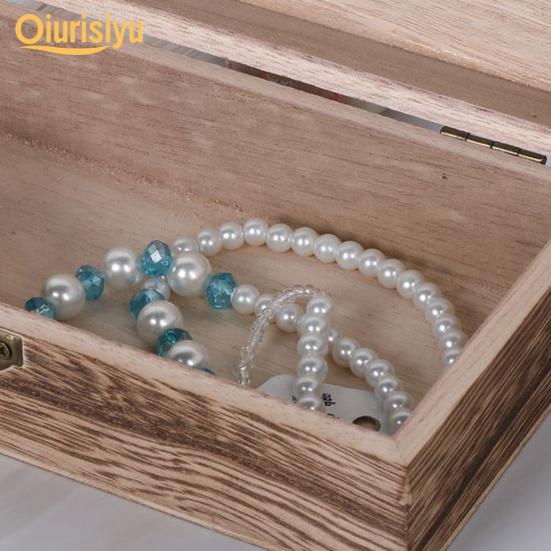 Retro Wood Solid Color Trinket Case Jewelry Box