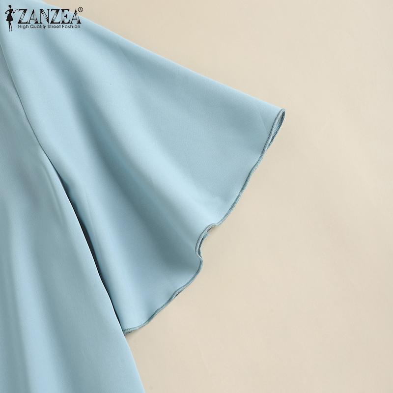 ZANZEA Женская летняя повседневная блузка с коротким рукавом и V-образным вырезом