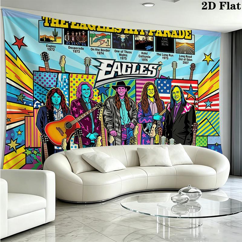 The Eagles Band Wall Tapestry Aesthetic Wall Hanging Printed Fabric Blanket Decorative Tapestries for Bedroom Living Room Home Decor