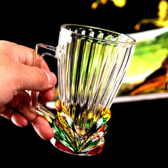 Расписная стеклянная кофейная чашка 250 мл Художественная кружка для латте 3D Витражная чайная чашка Термостойкая стеклянная кружка Подарок для любителей кофе