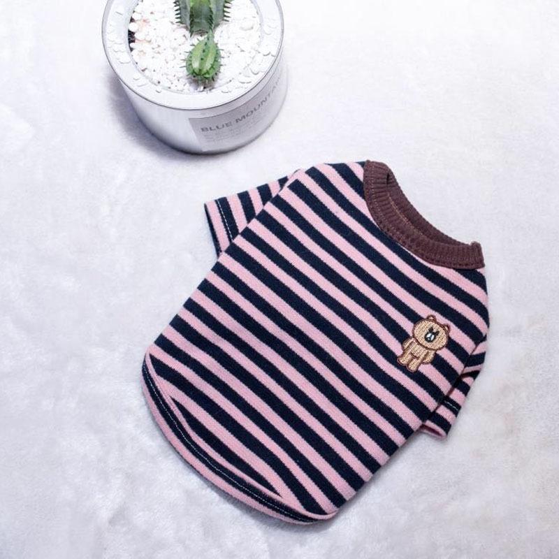 Футболка в полоску для домашних животных, полосатая майка с изображением маленького медведя, хлопковая дышащая одежда для осени и зимы, свитер для собак, одежда для собак