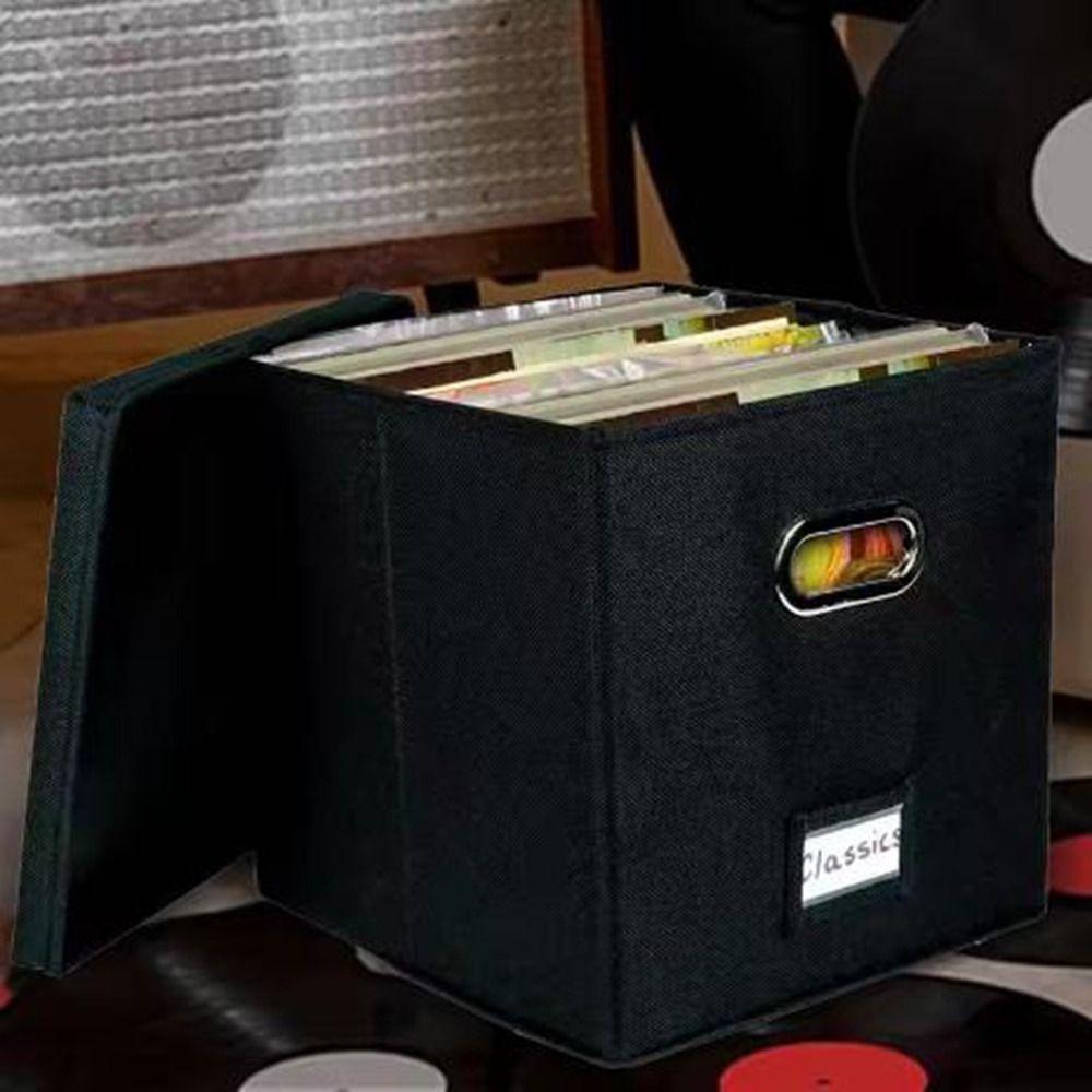 Foldable Vinyl Record Storage Boxes Cotton Linen Fabric Storage Boxes LP Record Organizer  for Home