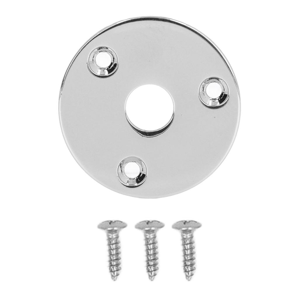 Guitar Jack Socket Plate Round Metal Input Output Cover Replacement Hardware for Bass with Mounting Screws
