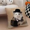 Hilarious Funny Hamster Meme cute Art Cushion Cover Throw Pillow Cover Hidden Button Durable Polyester Chair Cushion