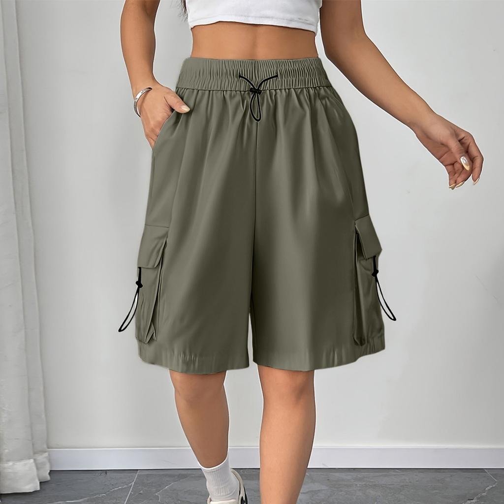 Women's Summer Work Pants Are Loose Comfortable Casual Fashionable With Multiple Pockets And Solid Color Shorts