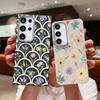 Floral Print TPU Leather Texture Slim Case For Samsung S25 Ultra S24 FE S23 S22 S21 A56 A36 A16 A15 A55 A26 A35 Matte Soft Shockproof Phone Cover