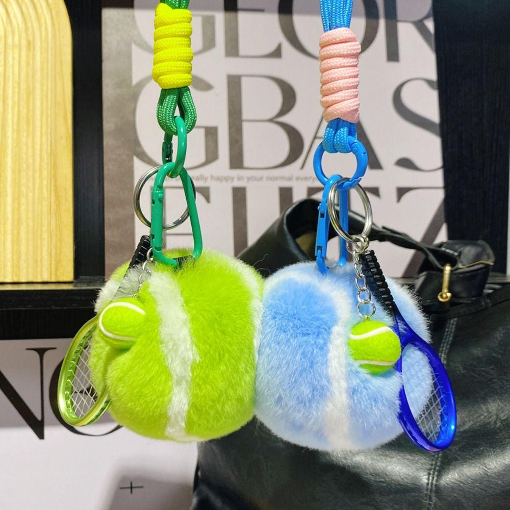 Backpack Hanging Tennis Ball Plush Pendant Plush Plush Tennis Keychain Birthday Kids Gift