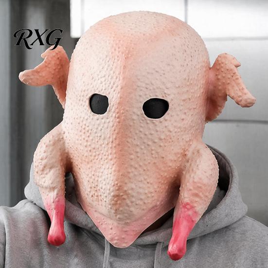 Eye-catching Thanksgiving Party Mask Halloween Mask, Realistic Turkey Shape, Breathable Latex Full Detailed Headgear for Adults Head Cover,