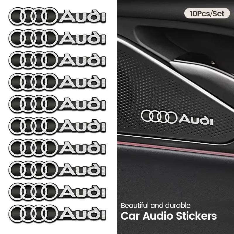 Car Styling 3D Aluminum Speaker Audio Stickers Badge Emblem Decal For AUDI A4 A3 A5 A6 A1 A7 A8 Q2 Q3 Q5 Q7 Q6 S3 S4 S5 S6 TT