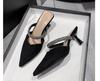 2024 New Fashion Rhinester Pointed Thin Heel Half Supporting Single Shoes To Wear Sandals Women's Shoes High-heeled Shoes Pumps