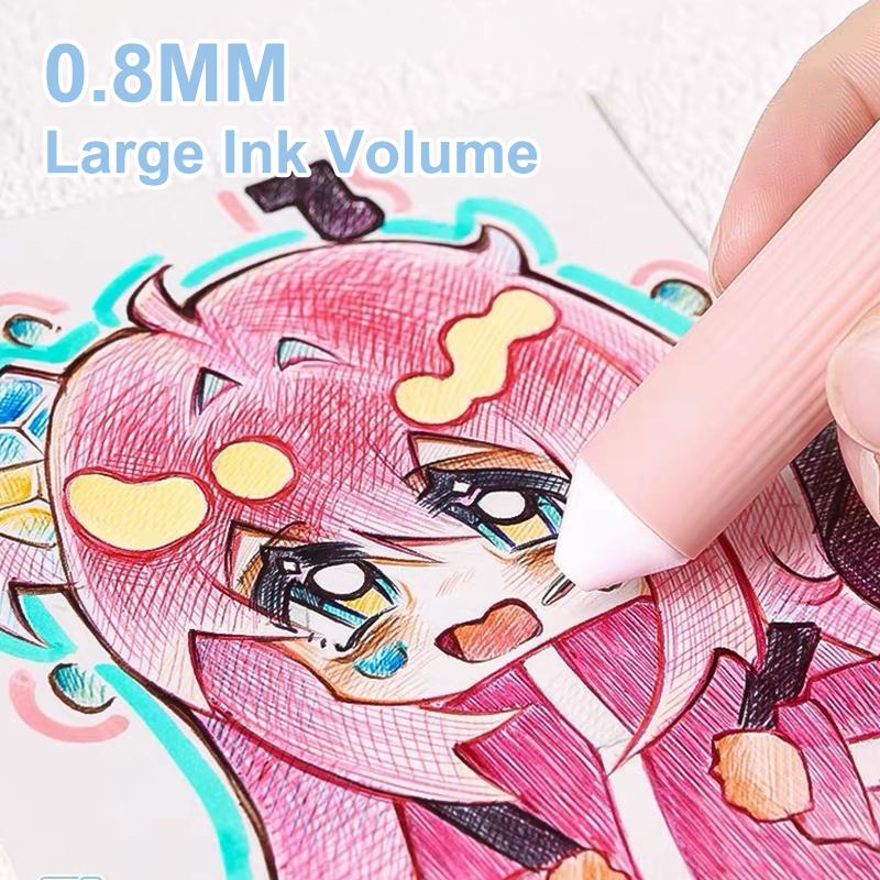 1Set 60 Color Cartoon Ballpoint Pens Soft Grip Press Multicolor Writing Pen For Drawing Writing Office School Supplie Stationery