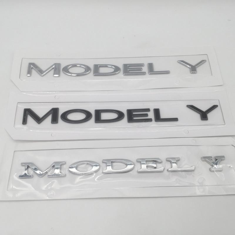 glpyx8 1pcs 3D ABS for Tesla Model Y car Letter Front Hood Head Bonnet Emblem Rear Tail Trunk Sticker Badge Decal styling Accessories