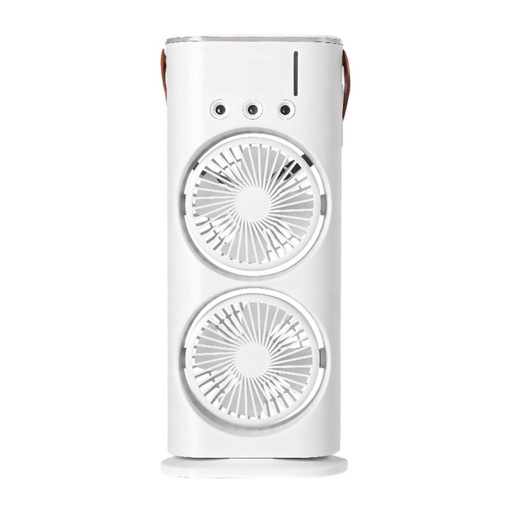 ABS Portable Mist Fan With LED Light For Colorful Cooling Dual Motor Rechargeable Humidifier Fan Air