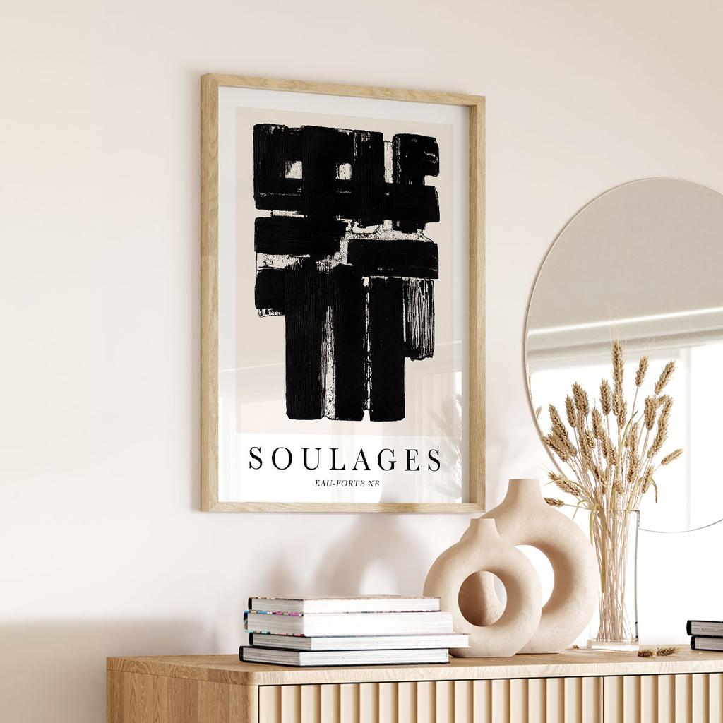 Plakat abstrakcja czarnobiała soulages