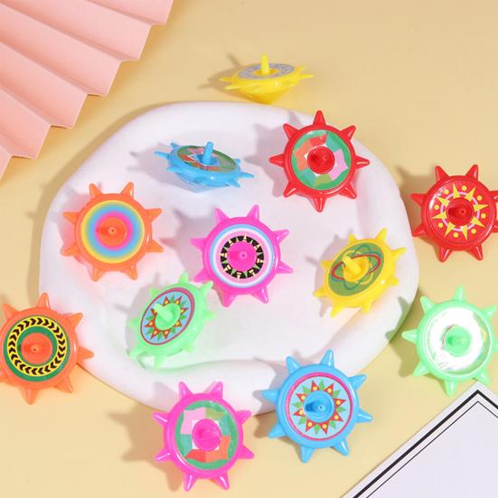 12Pcs Colorful Plastic Spinning Top Portable Travel Kids Mini Gyroscope Educational Spinner Toy Toddlers Boys Girls Gift Party Favors