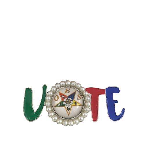 Brooch Order of the Eastern Star  VOTE Letter Collection Green Red Blue Enamel Pearl Lapel Pin OES Brooches Jewelry