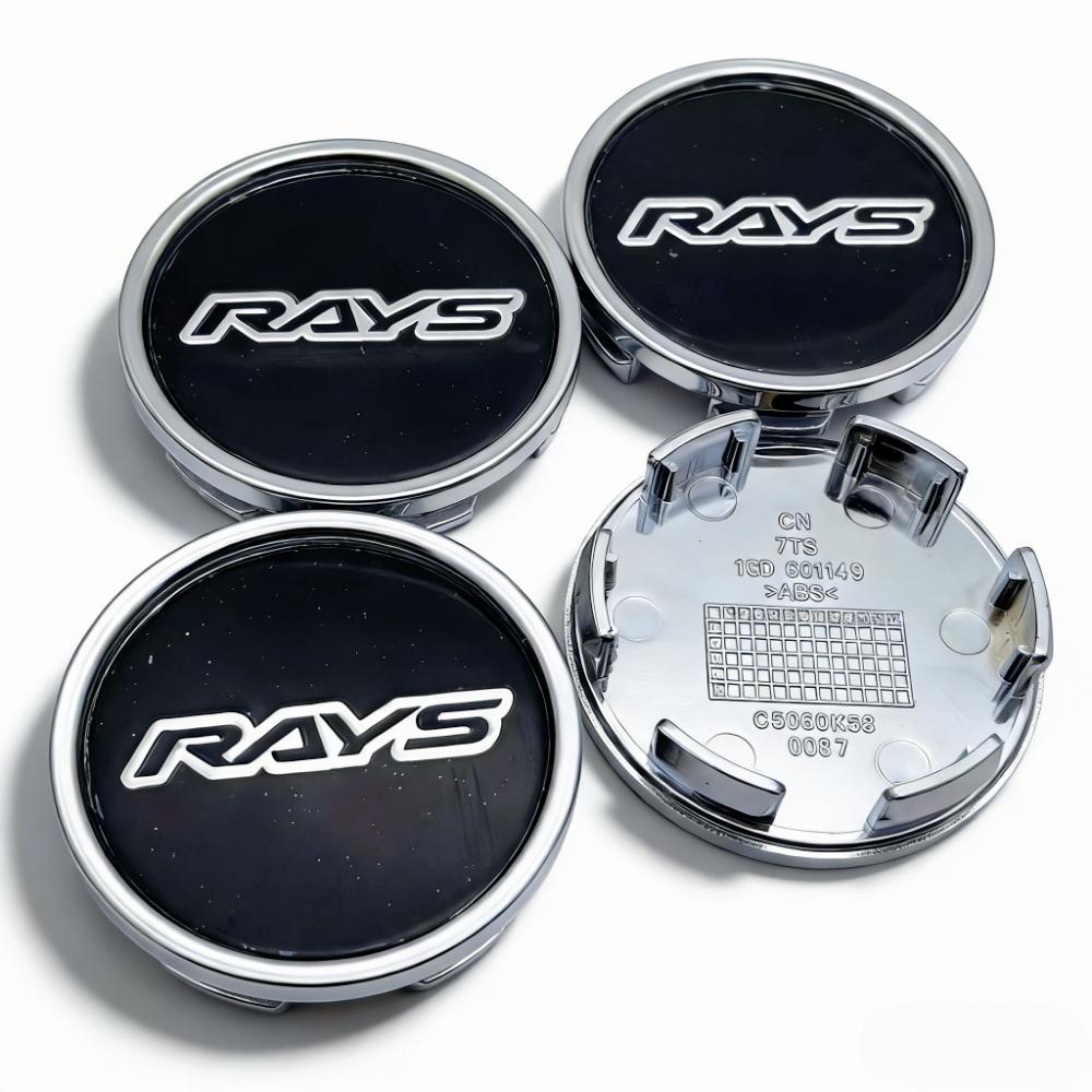 4pcs Rays Racing Logo Emblem Car Wheel Center Caps 58MM Clips 53MM Rim Hubcaps Dust Cover Wheels Hub Cap Replace Car Accessories