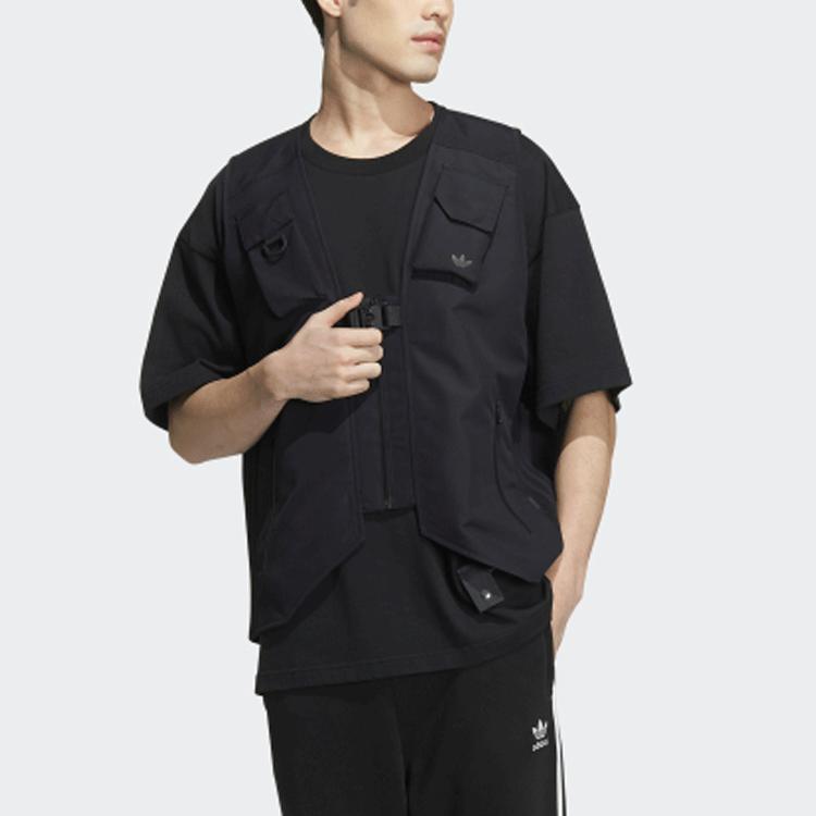 adidas Оригинальный спортивный жилет Trefoil Solid Color для мужчин, топы черного цвета HE6620
