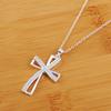 925 Stamp Silver Color Style Cross Fashion Vintage Retro Charm Lucky Pendant Necklace Womens Jewellery