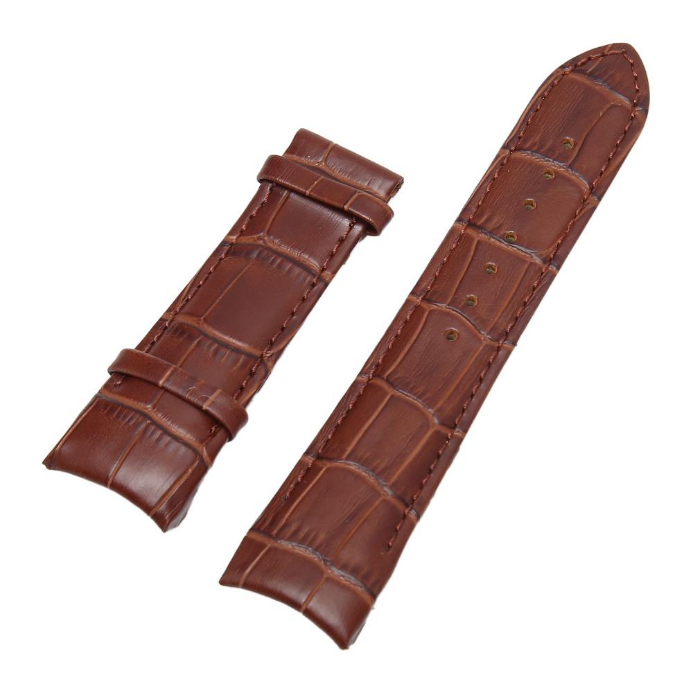 Brown Leather Wristwatch Band Leather Genuine Leather Watchband Curved End Watchband For Men