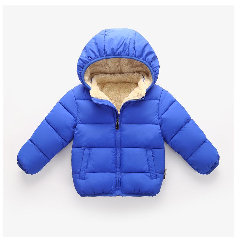 Winter 2025 Cotton Hooded Children's Down Jacket with Fleece Lining - Thickened for Boys and Girls