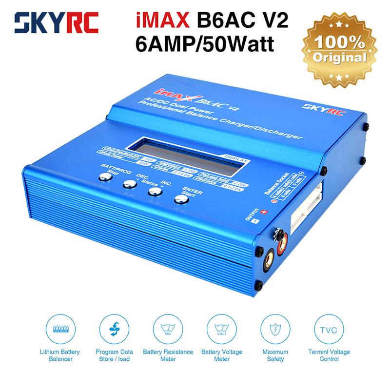 SKYRC Липо Зарядное устройство IMAX B6 EVO B6 V2 B6 Mini B6AC V2 Балансировочное Зарядное устройство-разрядник для аккумуляторов с адаптером, датчиком температуры 6A 1-6S