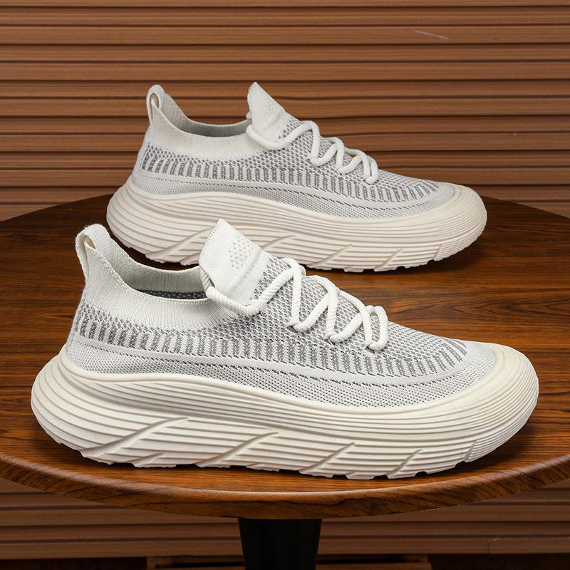 Men's Sports Shoes Summer New Casual Versatile Fly-woven Thick Soles Increase Height Lazy Running Shoes Men's Shoes