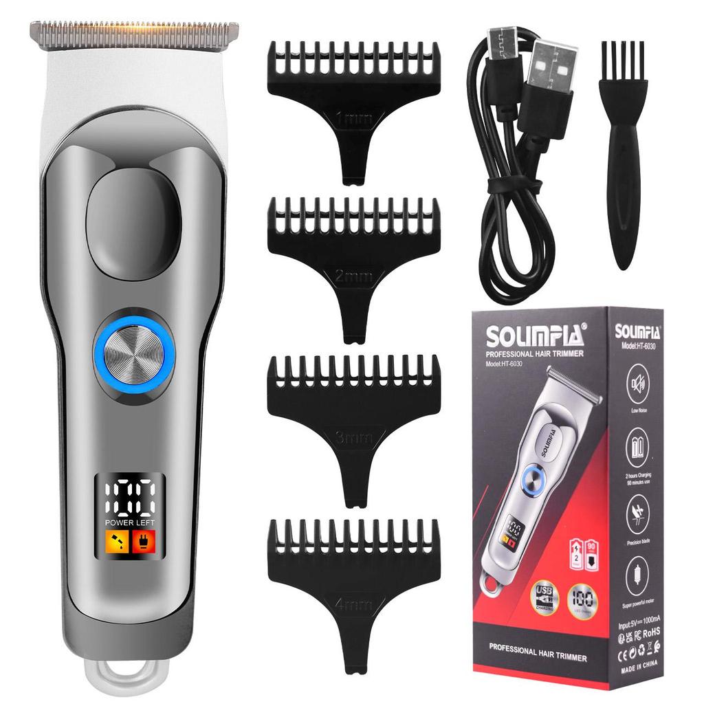 SOLIMPIA Mens Hair Clippers Electric Hair Trimmer Cordless 0mm Beard Trimmer Rechargeable Hair Cutter Kit