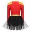 Womens Circus Ringmaster Dress Long Sleeve Tassel Shoulder Boards Shiny Sequins Skirted Bodysuit Halloween Costume