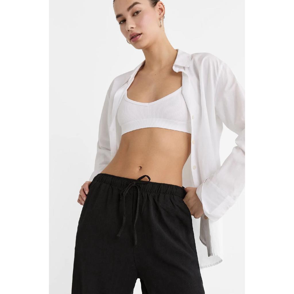 Linen Loose Cut Palazzo Trousers Ecru