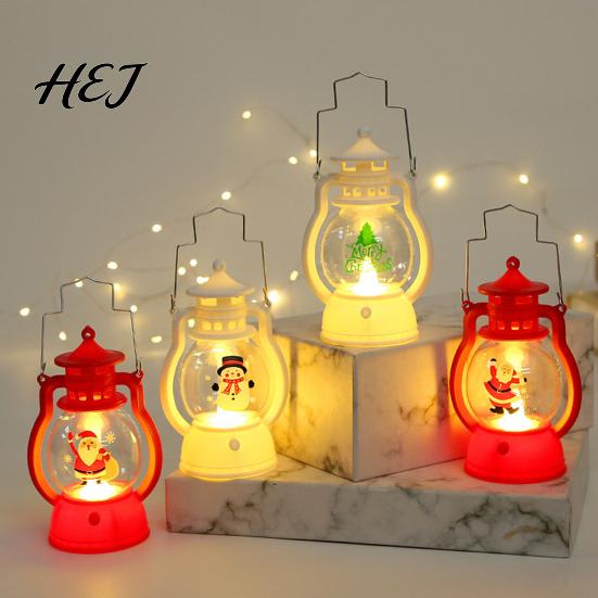 Holiday Gift for Children Christmas Lantern Night Light, Retro Santa/Snowman/Tree Handheld Oil Lamp with Creative Home Decor Warm LED, Cute