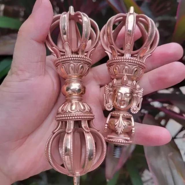 1PCS Craftsmanship Tibetan White Copper Diamond Bell and Pestle Precision Nine Leg Bell Feng Shui Ornament