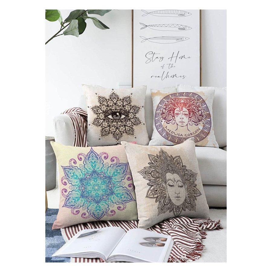 Набор из 4 двухсторонних чехлов для подушек с цифровой печатью