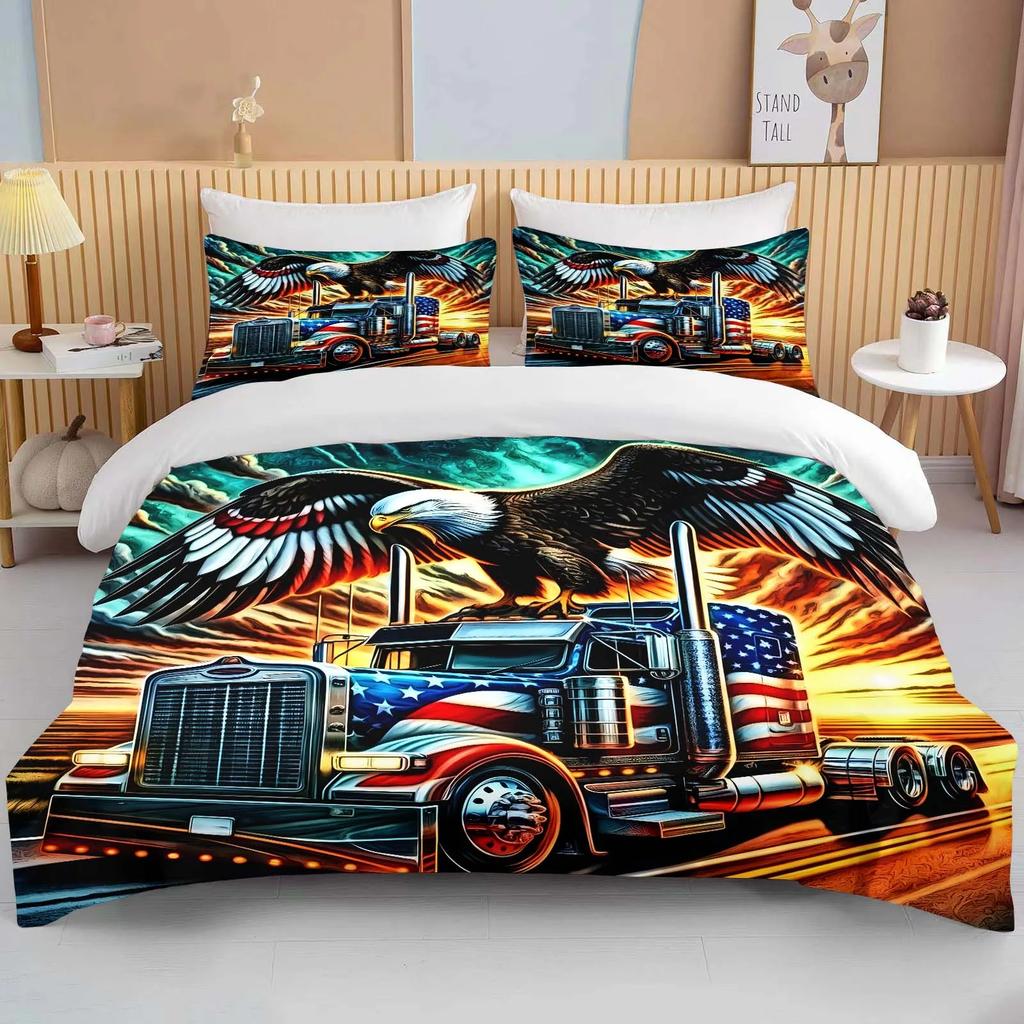 Комплект постельного белья Great American Truck Eagle из 3 предметов, 10 размеров: одеяло, покрывало, комплект для двуспальной и большой кровати, для детей и мальчиков, домашний текстиль, подарок.