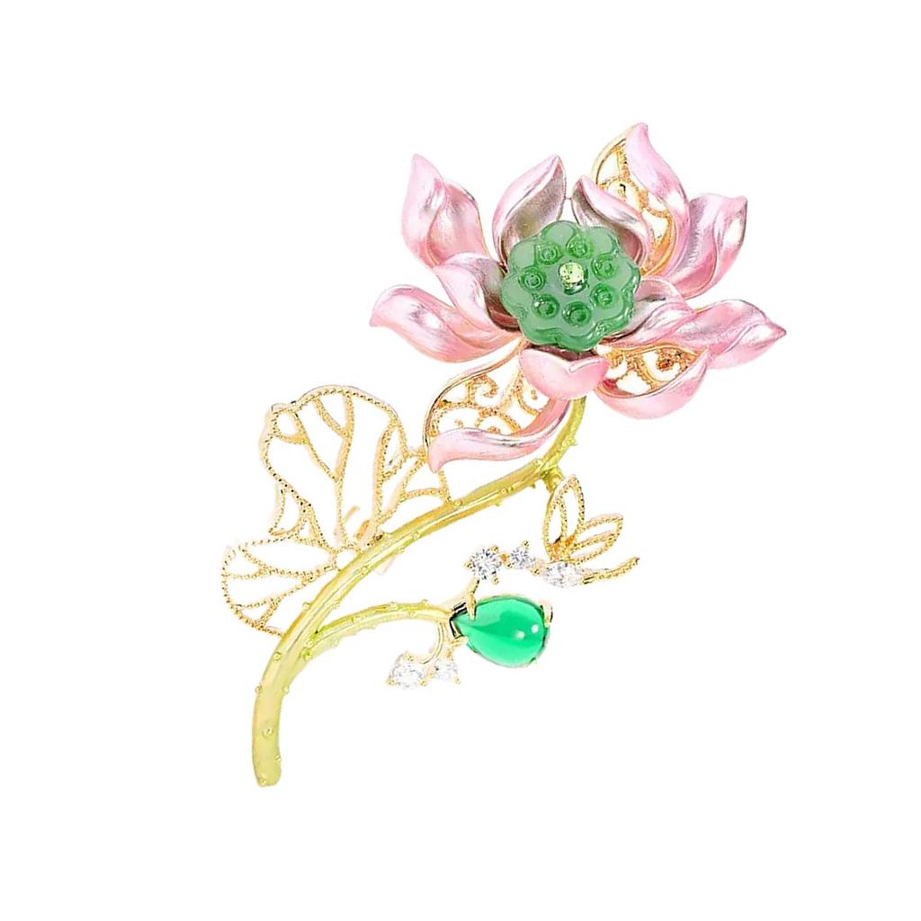 Elegant Lotus Brooch For Women Fashion Jewelry Gift Handcrafted Enamel Pin For Casual Or Formal Occasions