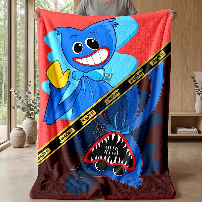 Huggy Wuggy Cozy Flannel Blanket, Comfortable Warm Throw Blanket for Bedroom Sofa Home Use