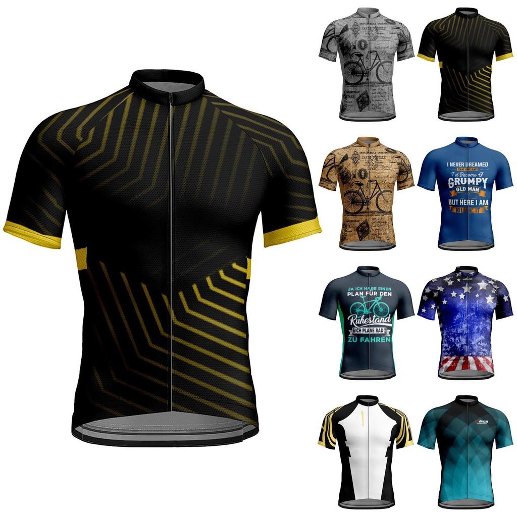 Летний мужской велосипедный костюм с короткими рукавами и эластичным облегающим верхом с 3D-принтом