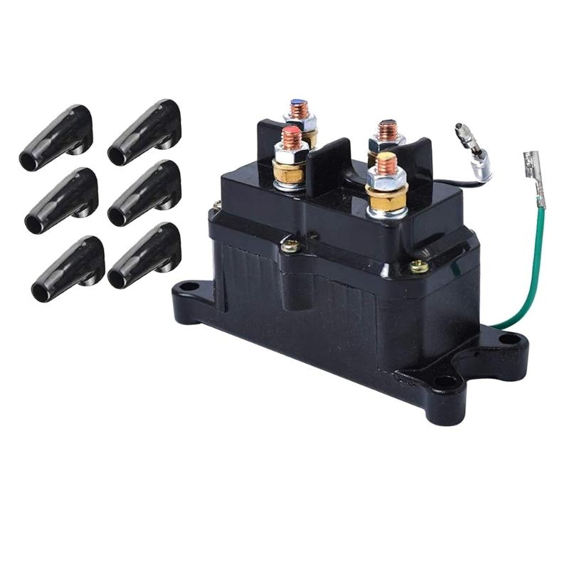 12V 250A Winch Solenoid Relays Contactors Thumb Truck for ATV Truck 5000-7000lbs with 6 Protecting Caps