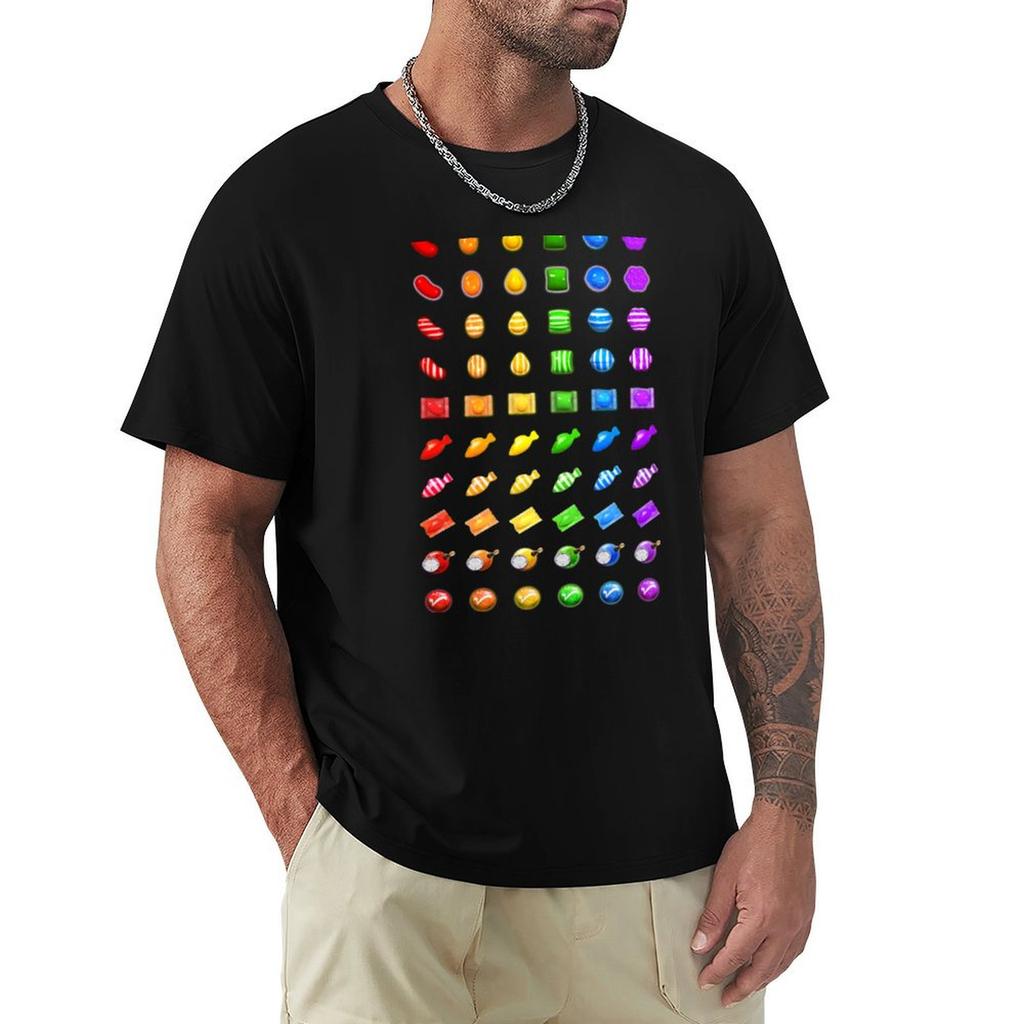 Candy Crush Booster Rainbow Tshirt Casual Breathable Short Sleeve Top