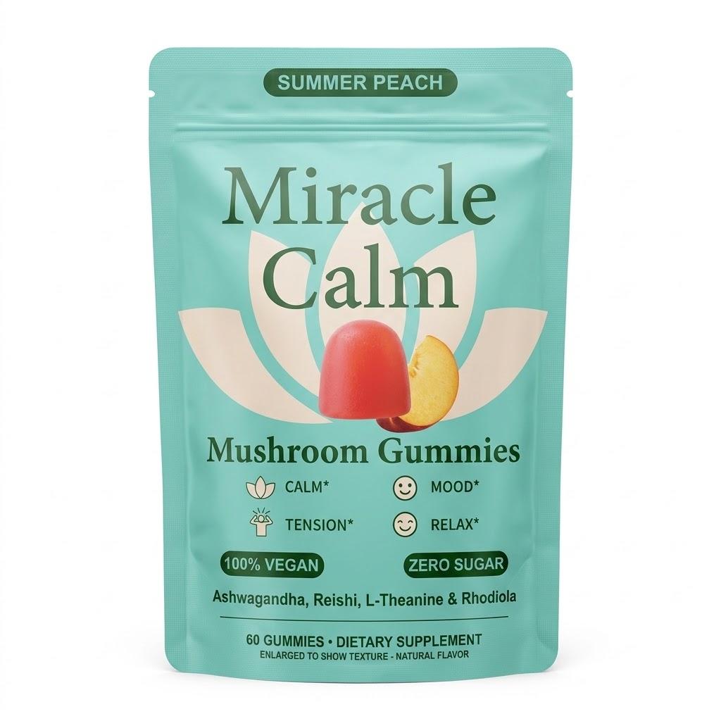 Mushroom Gummies – Stress Relief & Mood Support for Adults, Sugar-Free, Gluten-Free, No Artificial Colours, Vegan