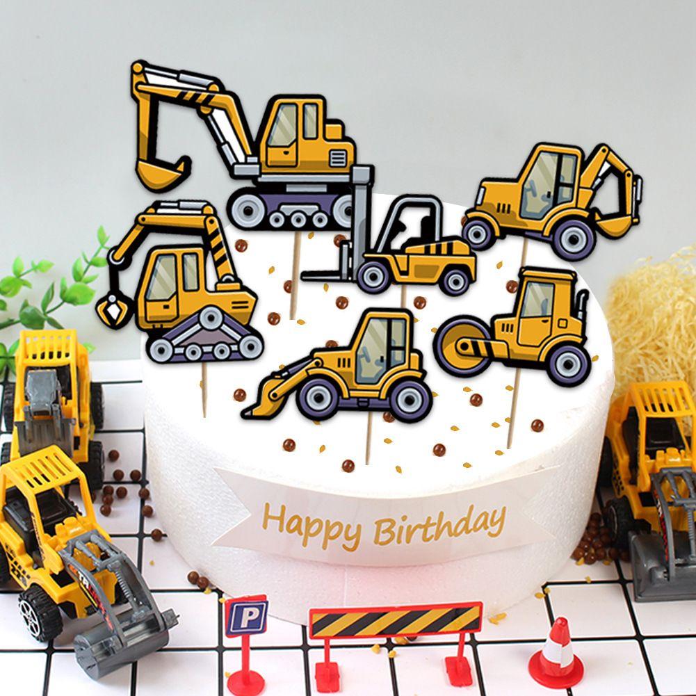 Engineering Vehicle-themed Birthday Party Decoration for Children's Dump Truck, Forklift, Crane, Cement Truck Party Decoration