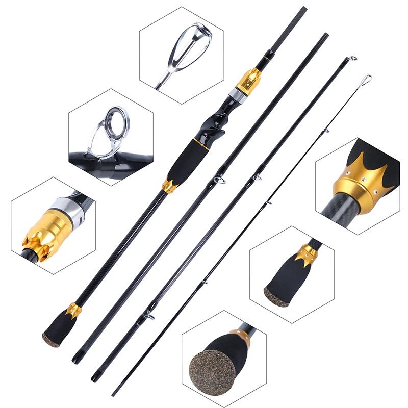 Fishing Rod 4 Section Carbon Fiber Casting Fishing Rod for Freshwater SaltWater Fishing Tackle Lure