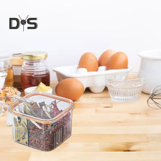 1 комплект, коробка для приправ, 4 отделения, контейнер для специй, приправ с ложкой, многофункциональная коробка для хранения для домашней кухни