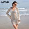 Women's Cover Ups Beach Dress Solid Color Knit Floating Floral Beach Bikini Swimsuit Cover Up Sunwear