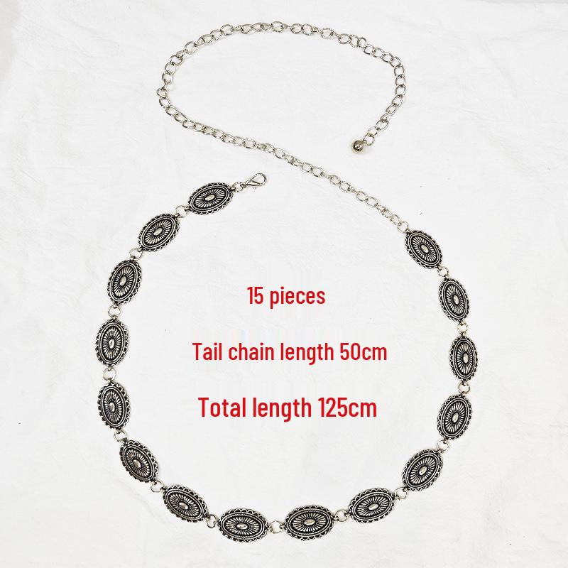 Женская универсальная модная металлическая поясная цепочка - декоративный ремень для платьев и свитеров