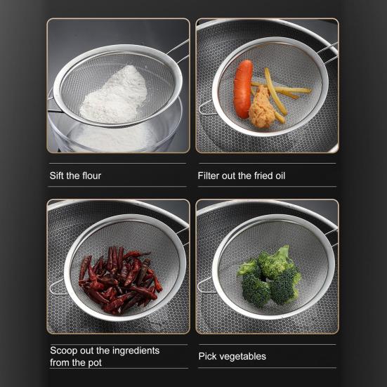 Stainless Steel Fine Mesh Strainers with Handle for Kitchen Flour Sieve Food